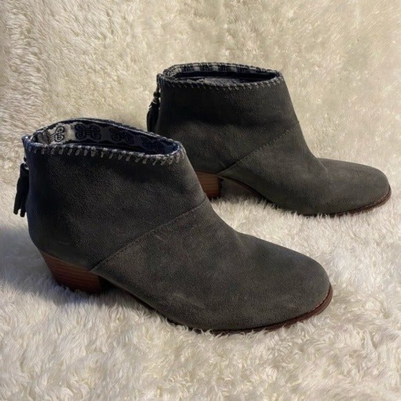 Toms Gray Ankle Boots with Brown Heel - Picture 6 of 12